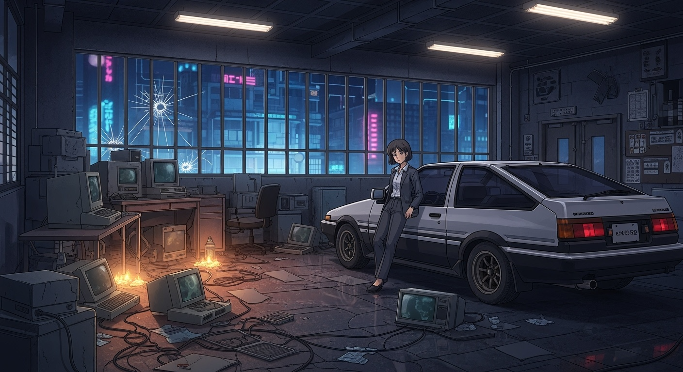 Gemini Imagen 4 Preview – Rear View in a Retro-Futuristic Garage
