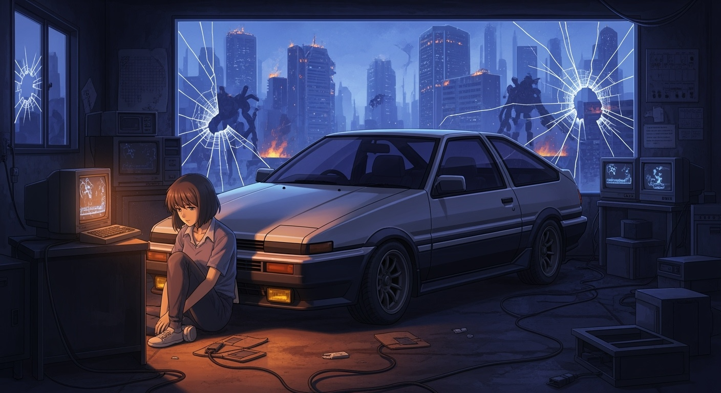 Gemini Imagen 4 Preview – Silent Contemplation Behind Shattered Glass