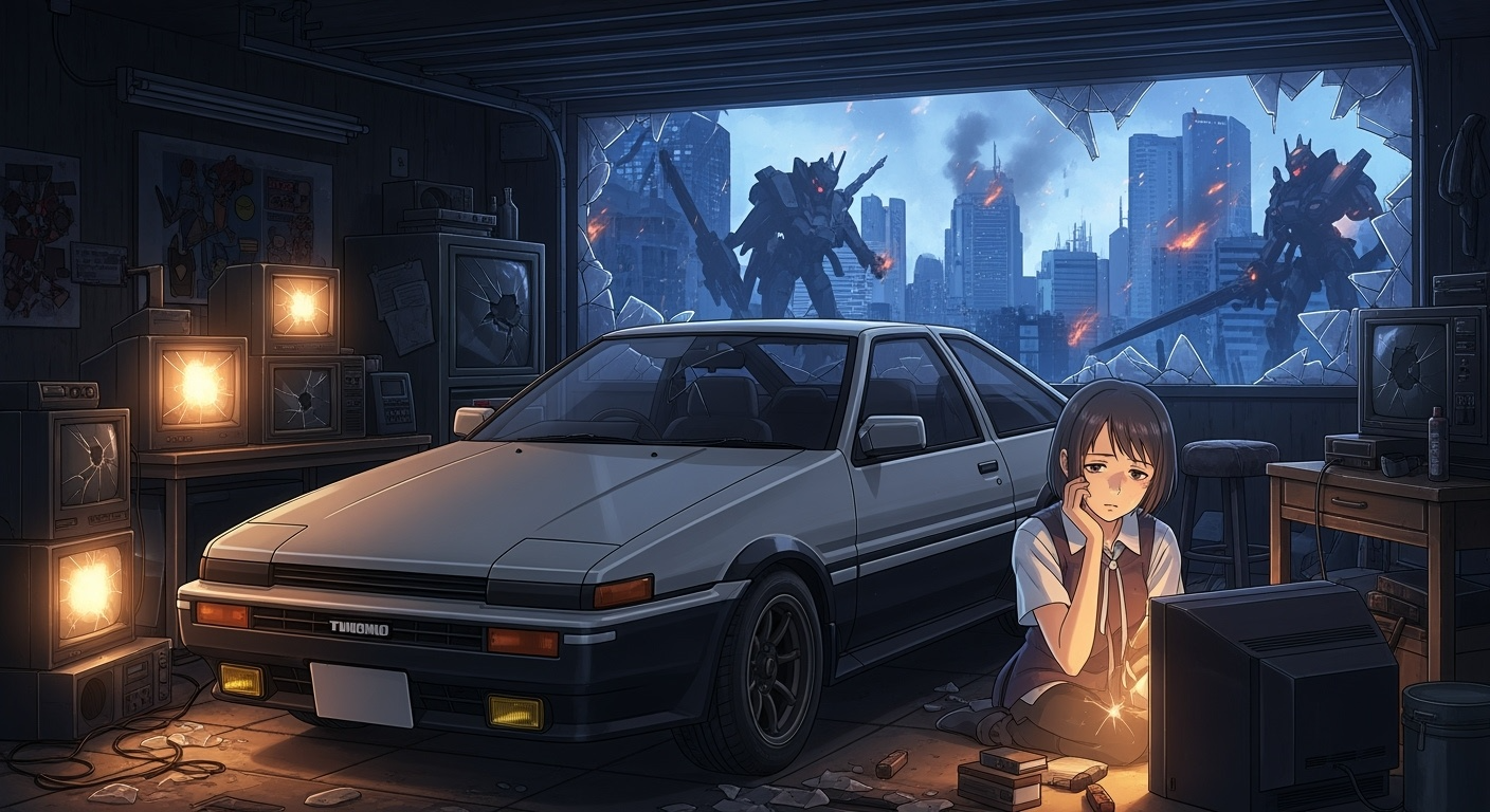 Gemini Imagen 4 Preview – Silent Reflection in a Broken Garage